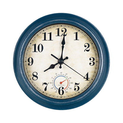 Wall Clock Battery Operated Silent Small Rustic Wall Clocks for Kitchen Bathroom Bedroom 8 Inch Blue