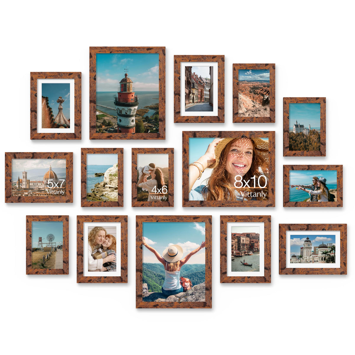 Vittanly 15 Pack Picture Frames Collage Wall Decor, Wall/Tabletop Display