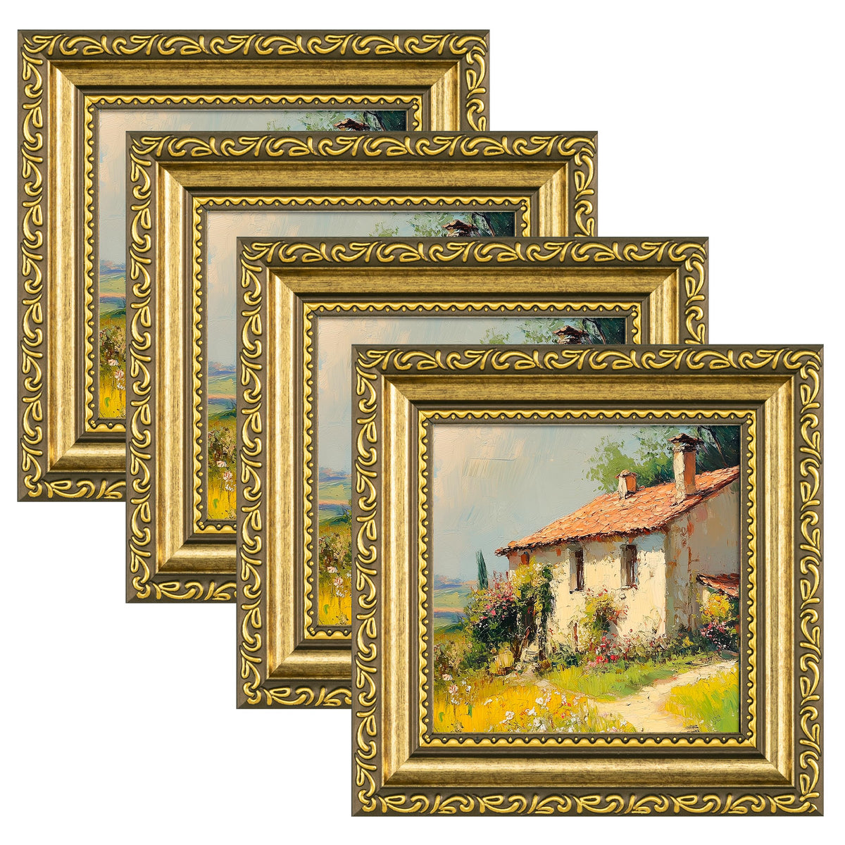 eletecpro 8x10 Vintage Picture Frame, Glass Cover, Gold, 4-Pack