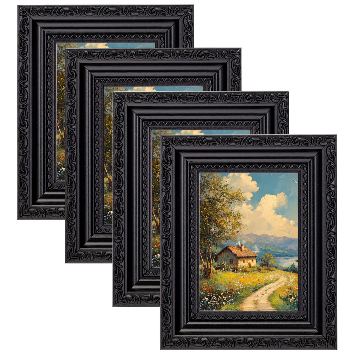 eletecpro 8x10 Vintage Picture Frame, Glass Cover, Gold, 4-Pack