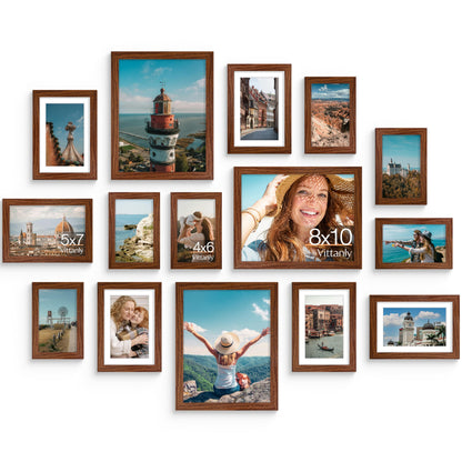 Vittanly 15 Pack Picture Frames Collage Wall Decor, Wall/Tabletop Display