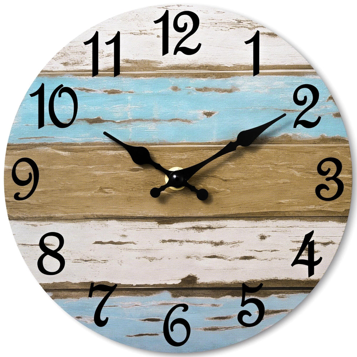 CHYLIN Wall Clock Non-Ticking Battery Operated Silent Rustic Coastal