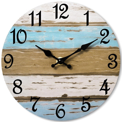 CHYLIN Wall Clock Non-Ticking Battery Operated Silent Rustic Coastal