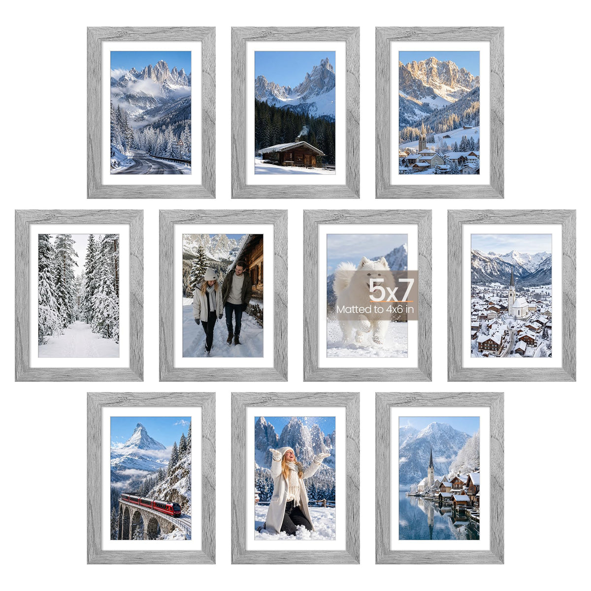 upsimples 5x7 Picture Frame, Photo Collage Wall Decor Set of 10, Black