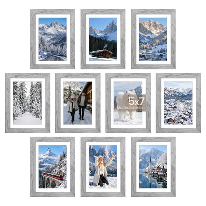 upsimples 5x7 Picture Frame, Photo Collage Wall Decor Set of 10, Black