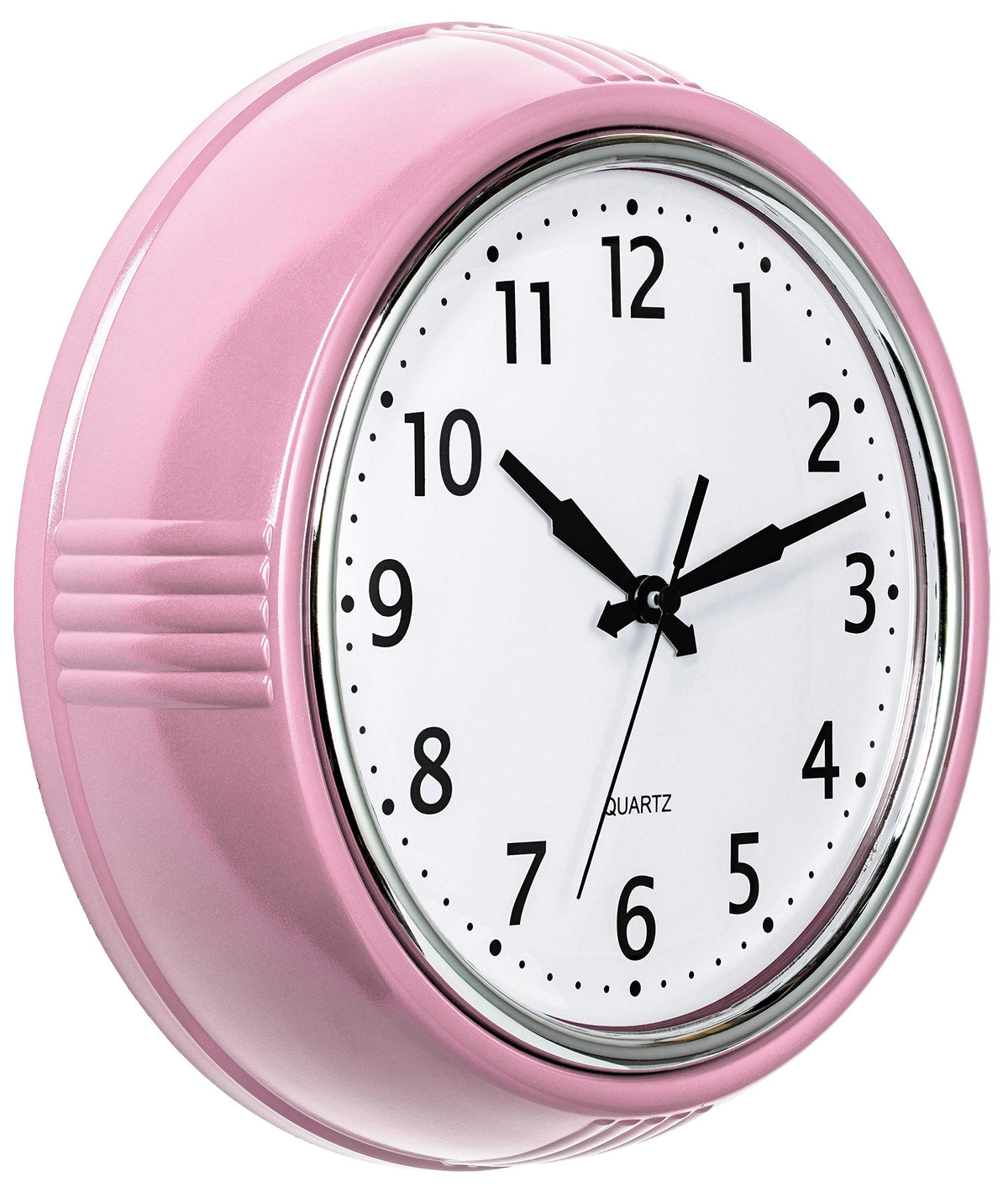 Bernhard Products Retro Wall Clock 12 Inch Red Kitchen 50's Vintage Design Round Silent Non Ticking Battery Operated Quality Quartz Clock for Home Office School or Classroom