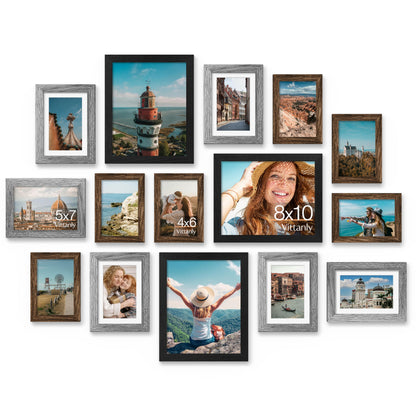 Vittanly 15 Pack Picture Frames Collage Wall Decor, Wall/Tabletop Display