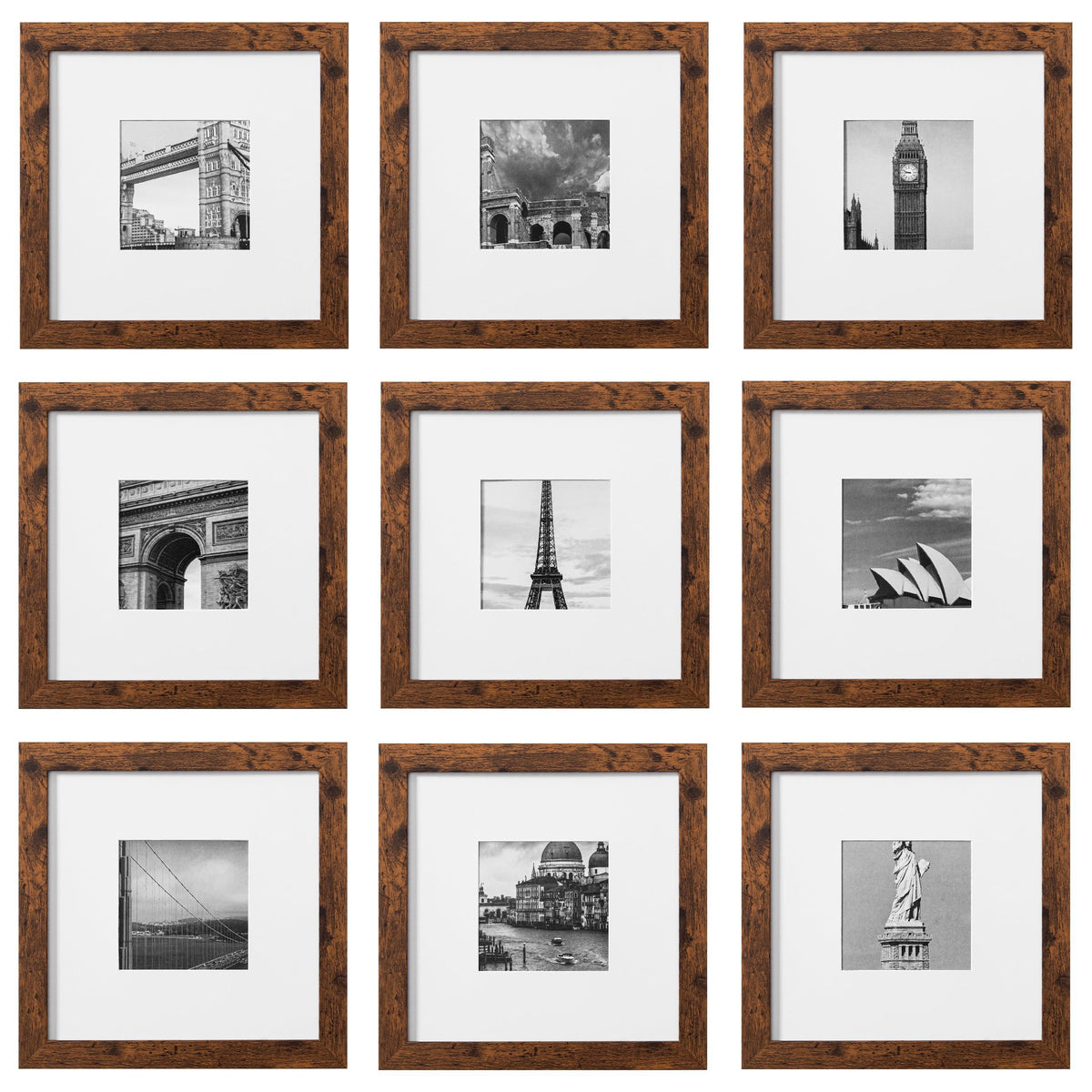 eletecpro Picture Frames Set of 9, 12x12 in, Acrylic Cover, Black