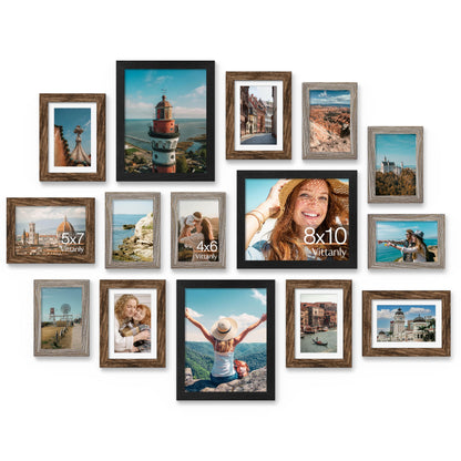 Vittanly 15 Pack Picture Frames Collage Wall Decor, Wall/Tabletop Display
