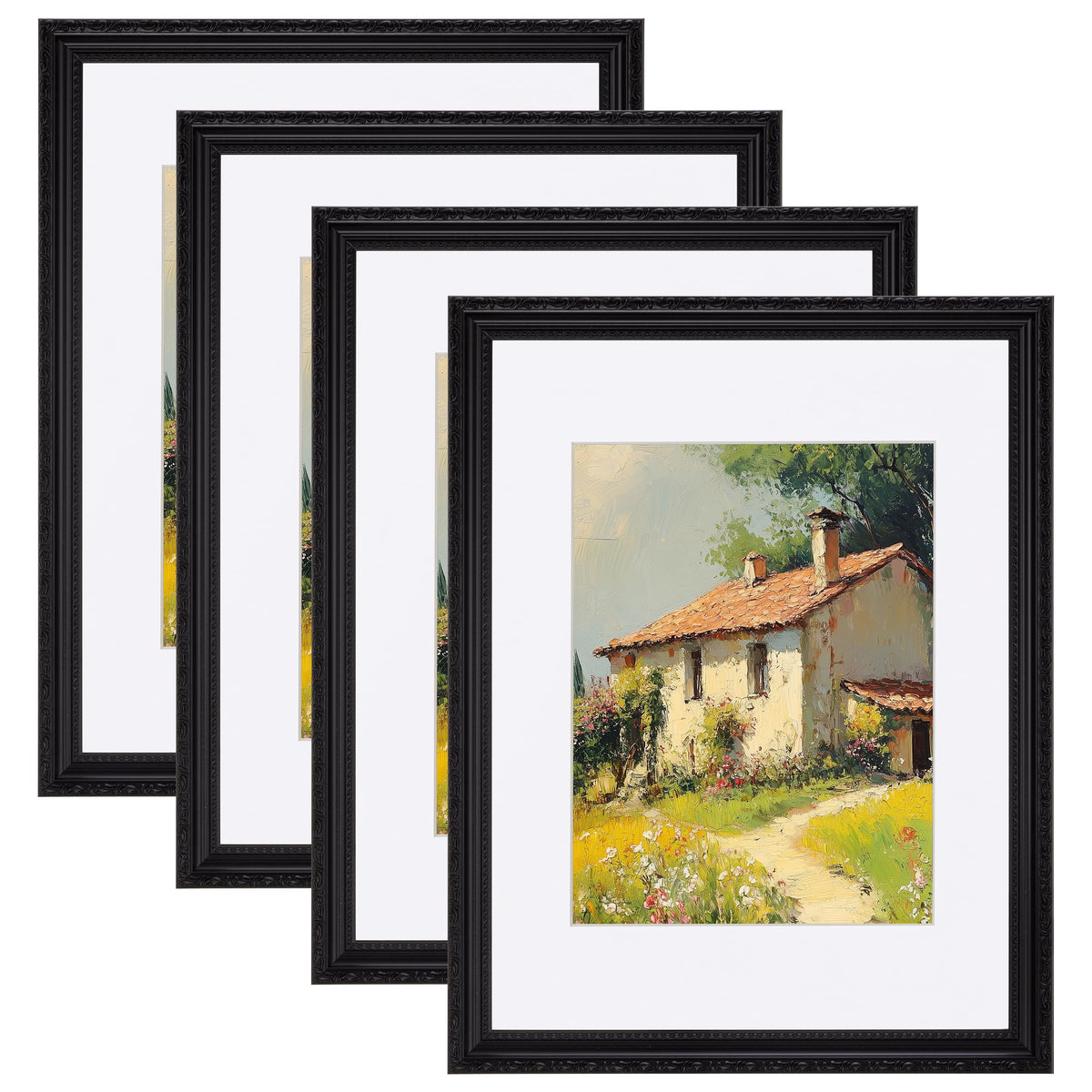 eletecpro 8x10 Vintage Picture Frame, Glass Cover, Gold, 4-Pack