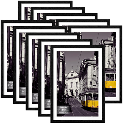 eletecpro 8x10 Picture Frames, Acrylic Cover, Black, Set of 10