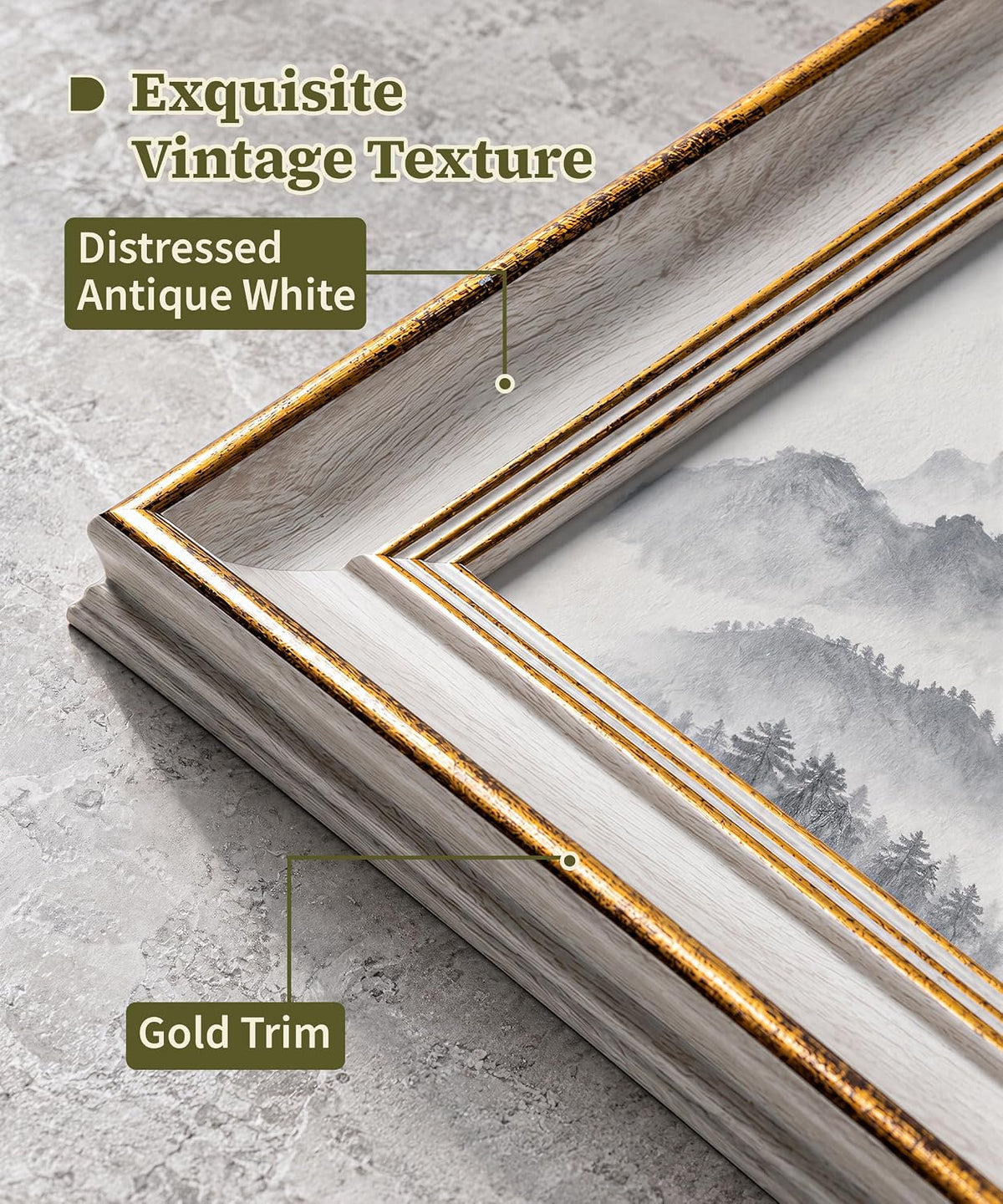 Afuly Vintage 8x10 Picture Frame Antique White Gold Photo Frame
