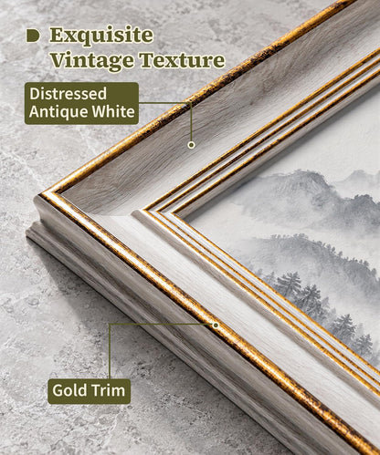 Afuly Vintage 8x10 Picture Frame Antique White Gold Photo Frame