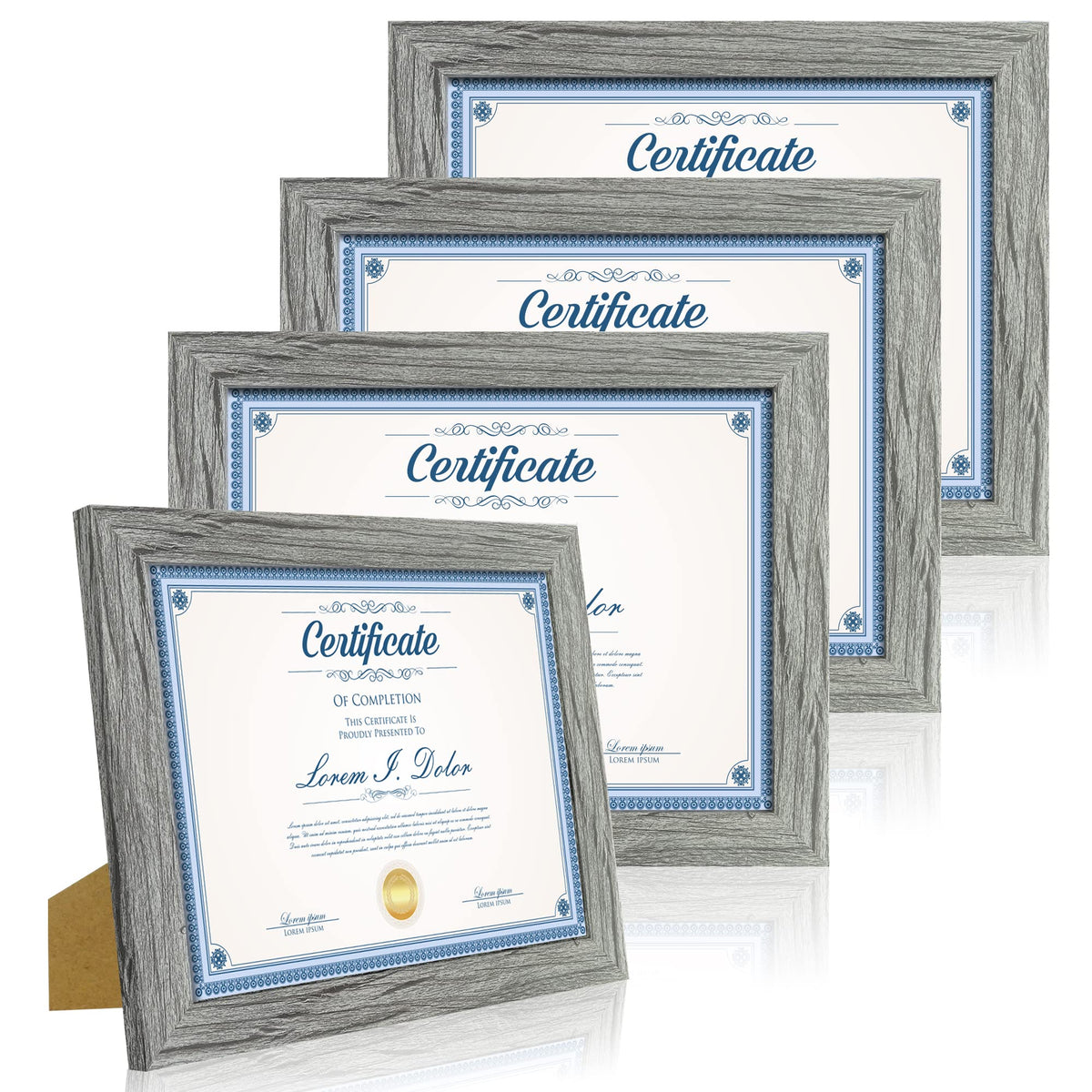 Hongkee 5x7 Picture Frame Set of 4, Real Glass and Wooden Frame, 4x6 Mat