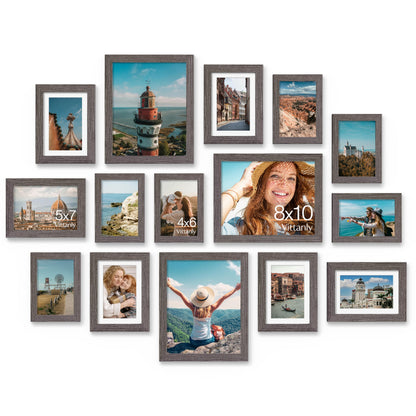 Vittanly 15 Pack Picture Frames Collage Wall Decor, Wall/Tabletop Display