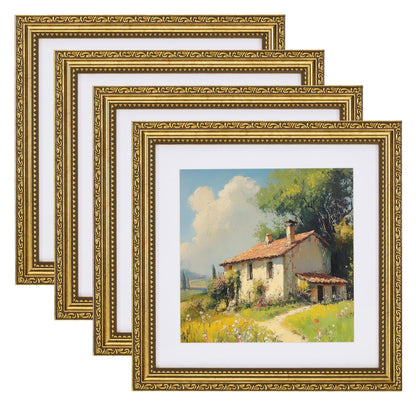 eletecpro 8x10 Vintage Picture Frame, Glass Cover, Gold, 4-Pack