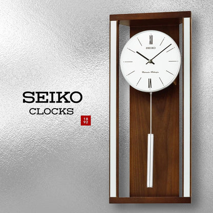 SEIKO Modern & Sophisticated Wall Clock with Pendulum and Dual Chimes