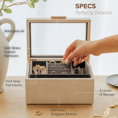 CASE ELEGANCE Monogrammed Petite 3-Tier Jewelry Box - Display Case