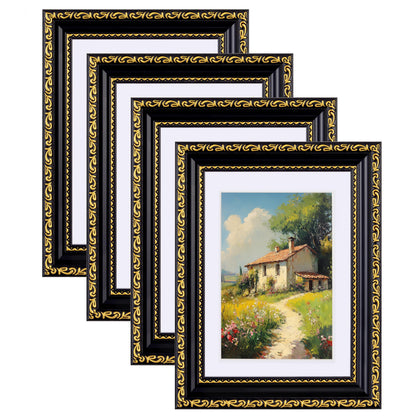 eletecpro 8x10 Vintage Picture Frame, Glass Cover, Gold, 4-Pack