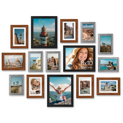 Vittanly 15 Pack Picture Frames Collage Wall Decor, Wall/Tabletop Display