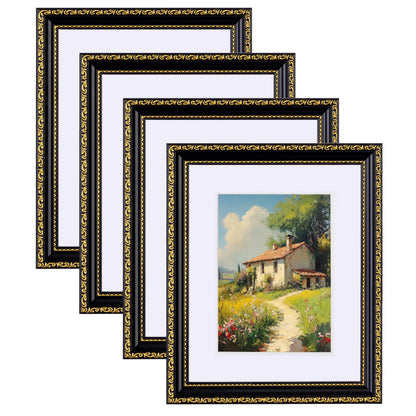 eletecpro 8x10 Vintage Picture Frame, Glass Cover, Gold, 4-Pack