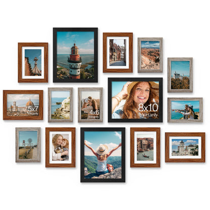 Vittanly 15 Pack Picture Frames Collage Wall Decor, Wall/Tabletop Display