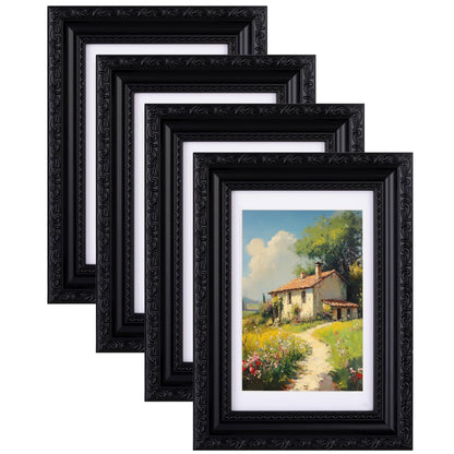 eletecpro 8x10 Vintage Picture Frame, Glass Cover, Gold, 4-Pack