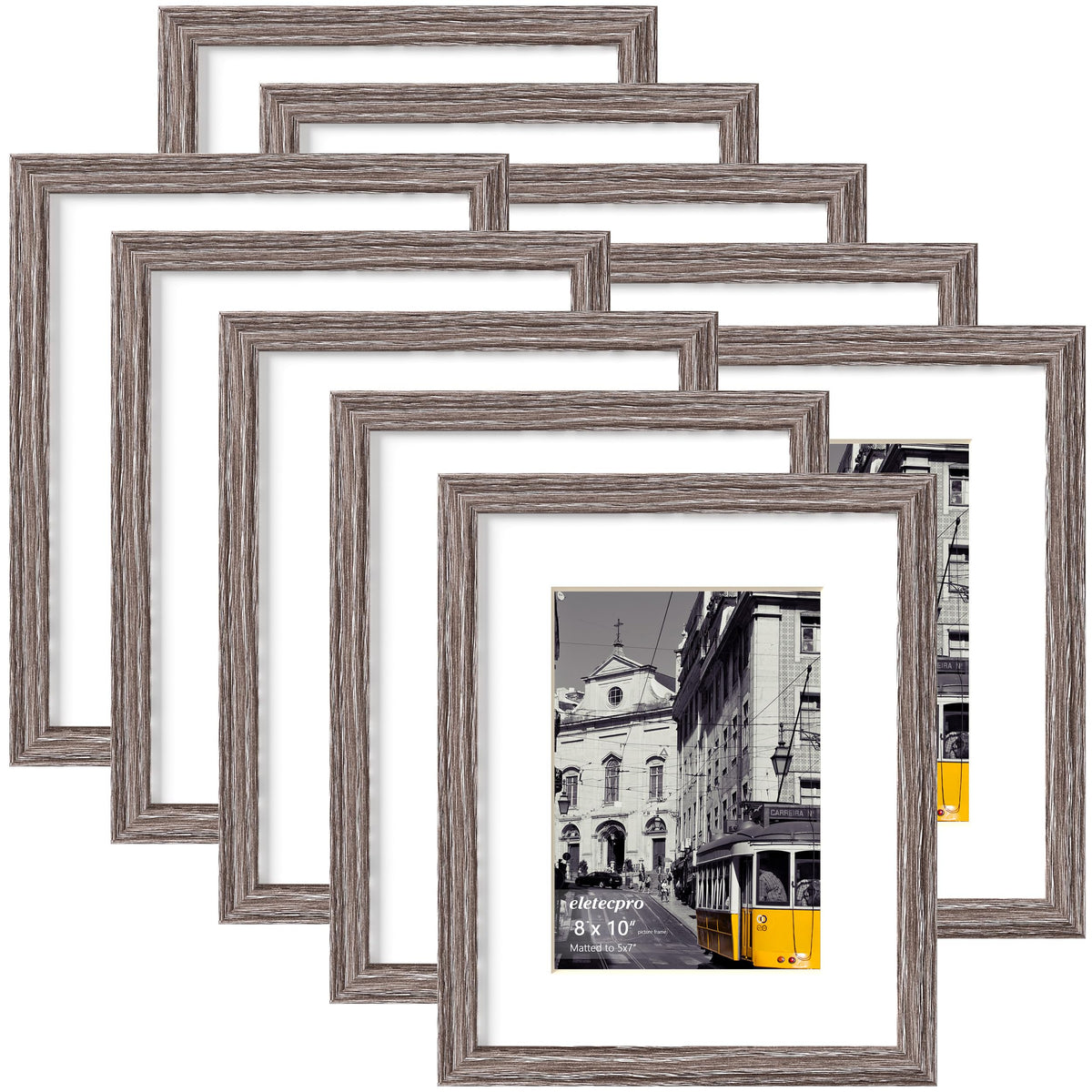 eletecpro 8x10 Picture Frames, Acrylic Cover, Black, Set of 10