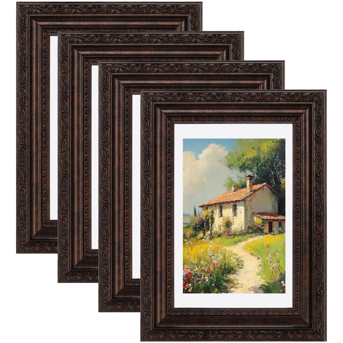 eletecpro 8x10 Vintage Picture Frame, Glass Cover, Gold, 4-Pack