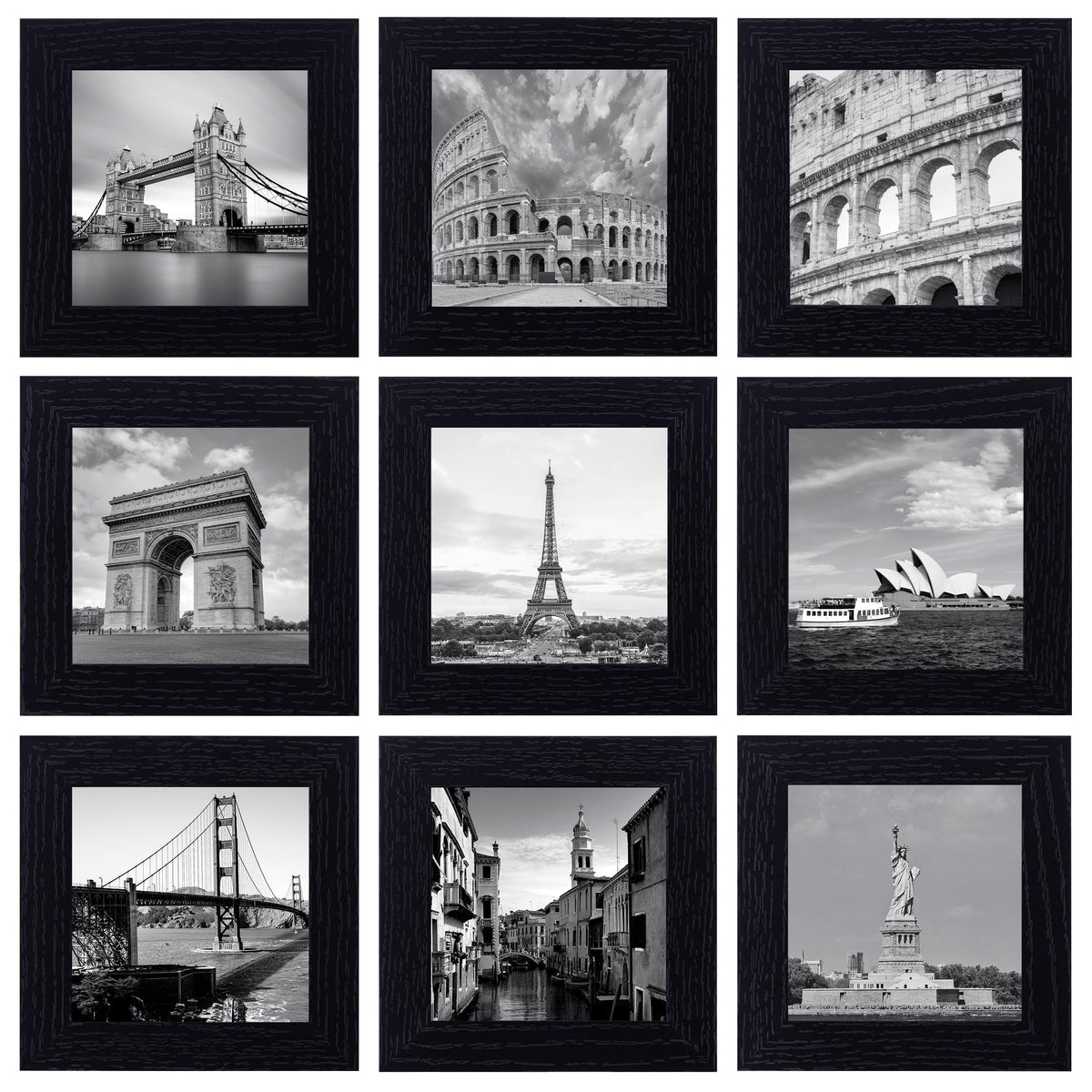 eletecpro Picture Frames Set of 9, 12x12 in, Acrylic Cover, Black