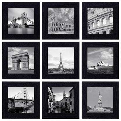 eletecpro Picture Frames Set of 9, 12x12 in, Acrylic Cover, Black