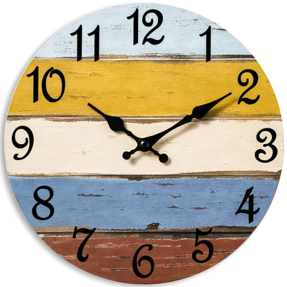 CHYLIN Wall Clock Non-Ticking Battery Operated Silent Rustic Coastal