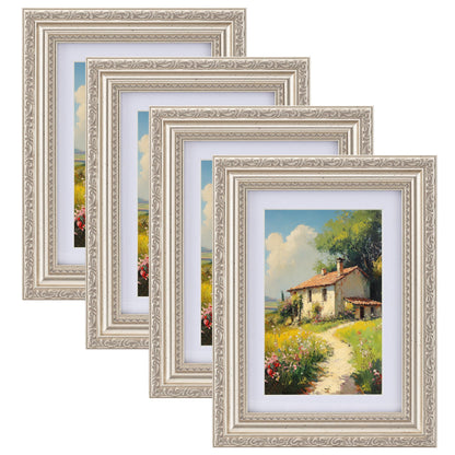 eletecpro 8x10 Vintage Picture Frame, Glass Cover, Gold, 4-Pack