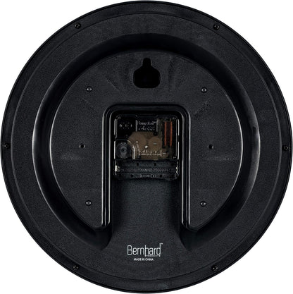 Bernhard Products Black Wall Clock Silent Non Ticking 10 Inch Bold Quality Quartz Battery Operated Round Easy to Read Home/Kitchen/Office/Classroom/School Clocks, Sweep Movement
