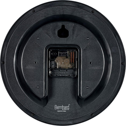 Bernhard Products Black Wall Clock Silent Non Ticking 12 Inch Quality Quartz Battery Operated Round Easy to Read Home/Office/Kitchen/Classroom/School Clocks