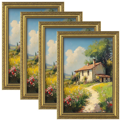 eletecpro 8x10 Vintage Picture Frame, Glass Cover, Gold, 4-Pack