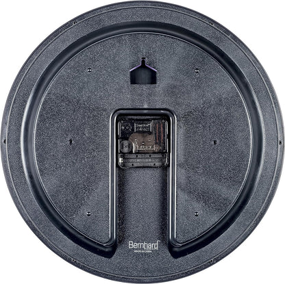 Bernhard Products Black Wall Clock, Large 13-Inch Silent Non Ticking Quartz Battery Operated Round Easy to Read Classroom/Home/School/Office Clock